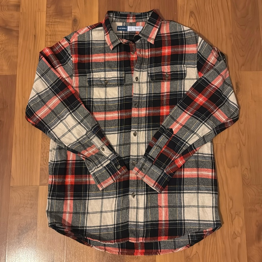 Old Navy Button Up Flannel Shirt L Tall